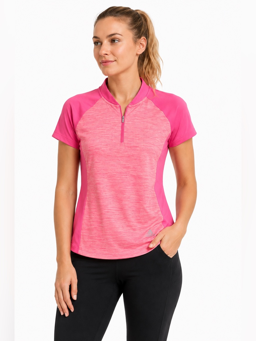 adidas Ultimate365 Women’s Golf Quarter Zip Polo Shirt Pink Size L
